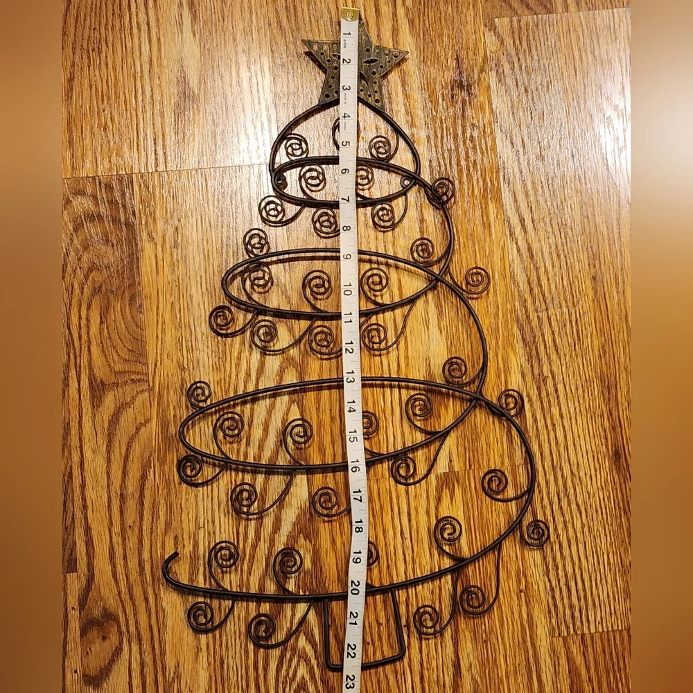 Rustic Black Metal Christmas Tree Card Photo Holder Wall Mounted Decor